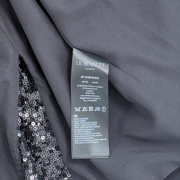 LK Bennett London Black Sequin Open Front Jacket with Satin Collar - Picture 9 of 9